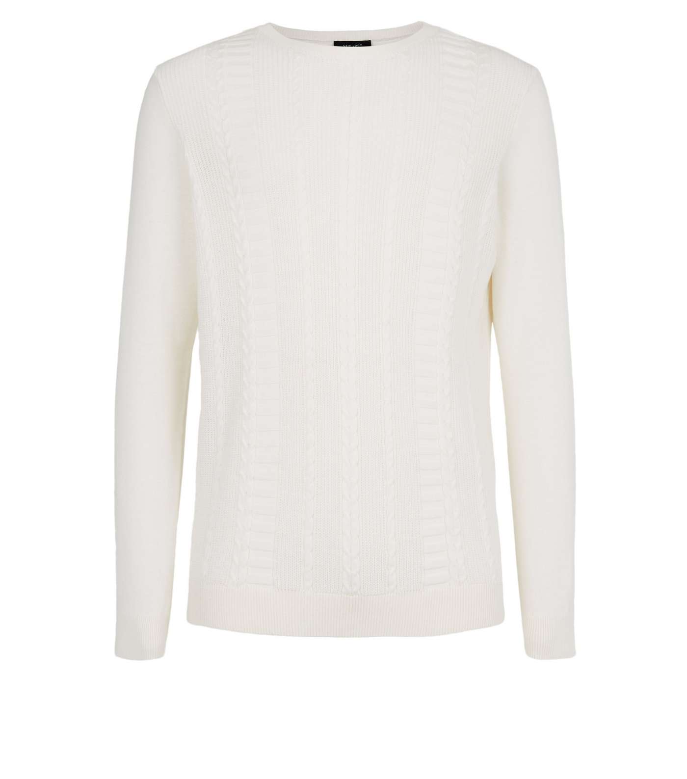Off White Cable Knit Muscle Fit Jumper Image 4