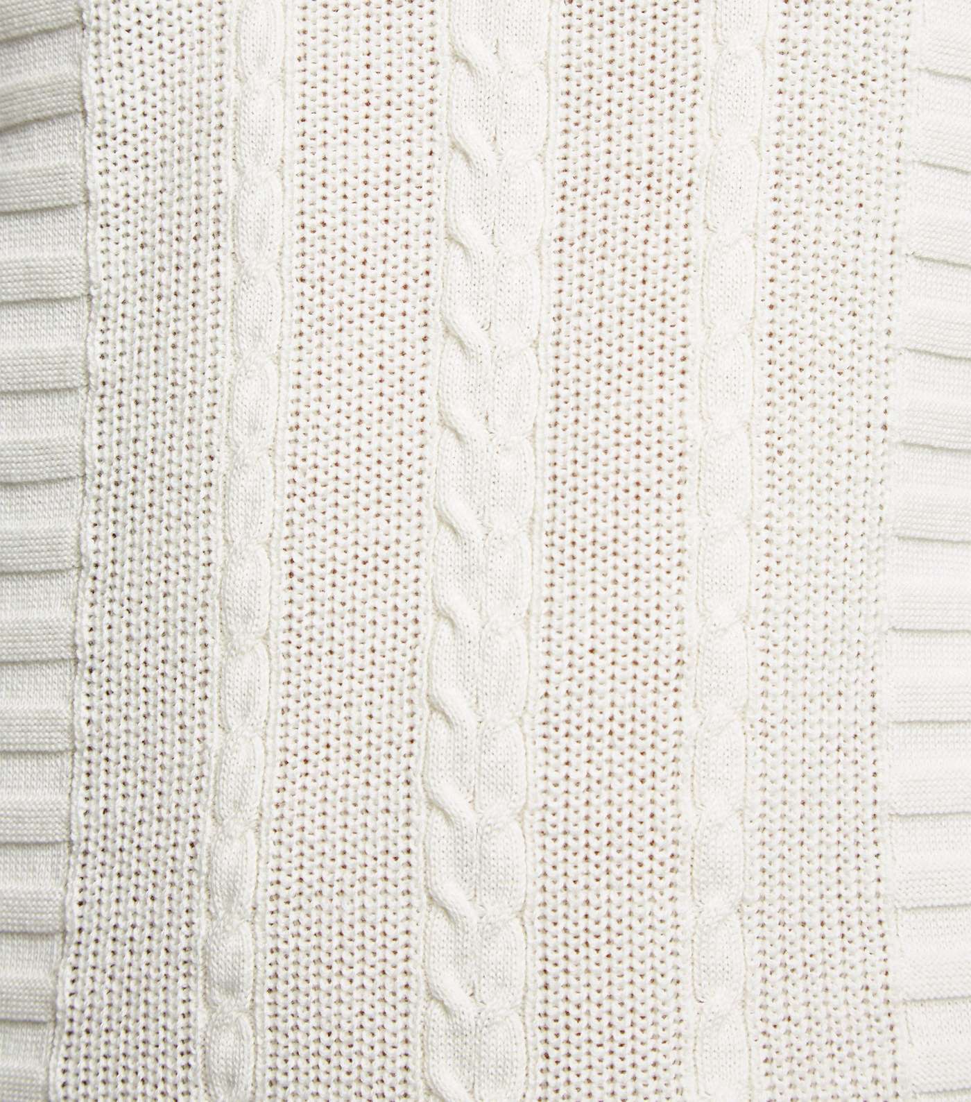 Off White Cable Knit Muscle Fit Jumper Image 6