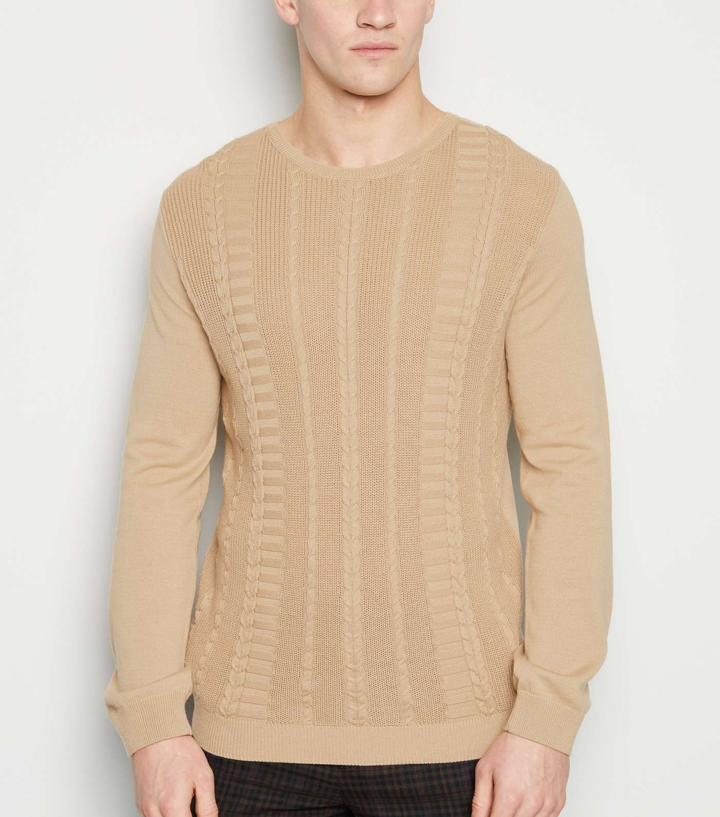 Stone Cable Knit Muscle Fit Jumper