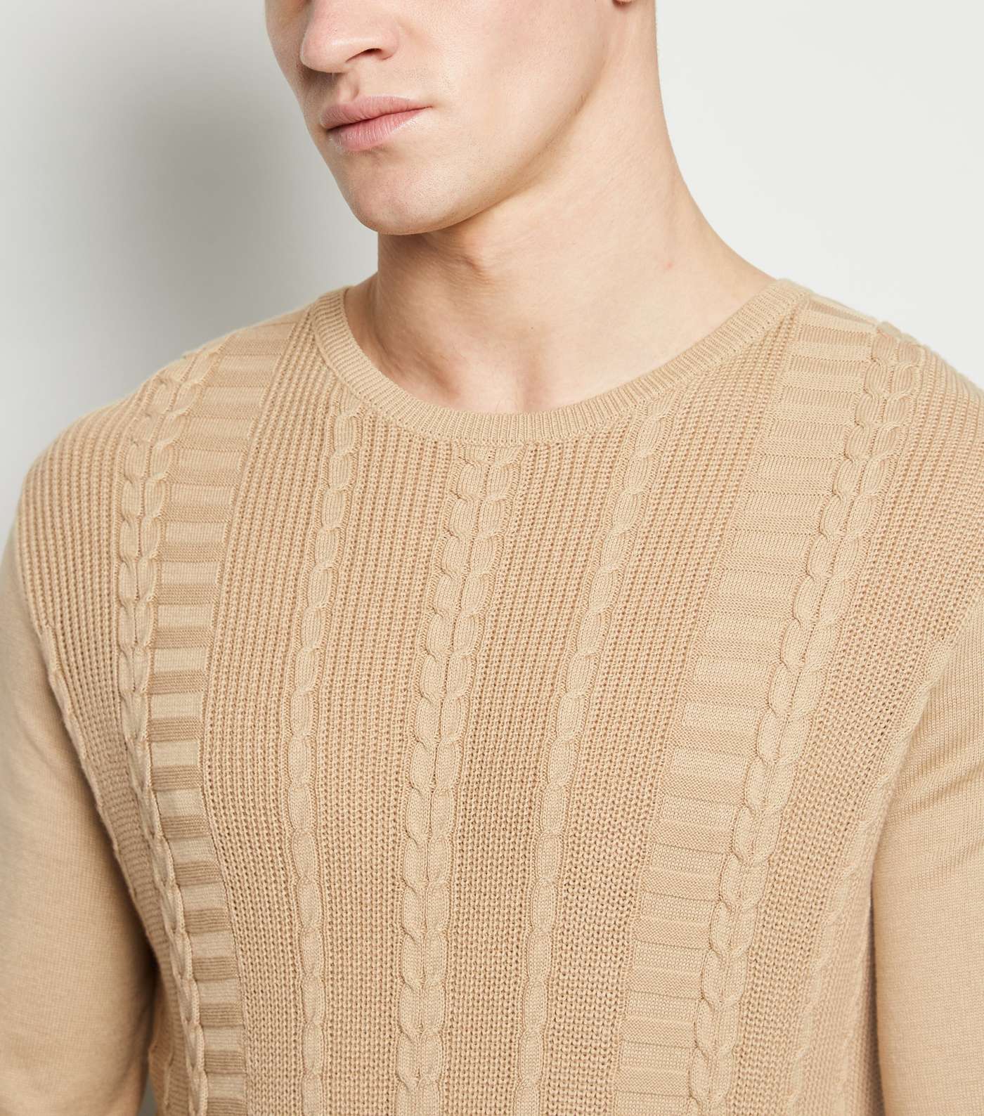 Stone Cable Knit Muscle Fit Jumper Image 5