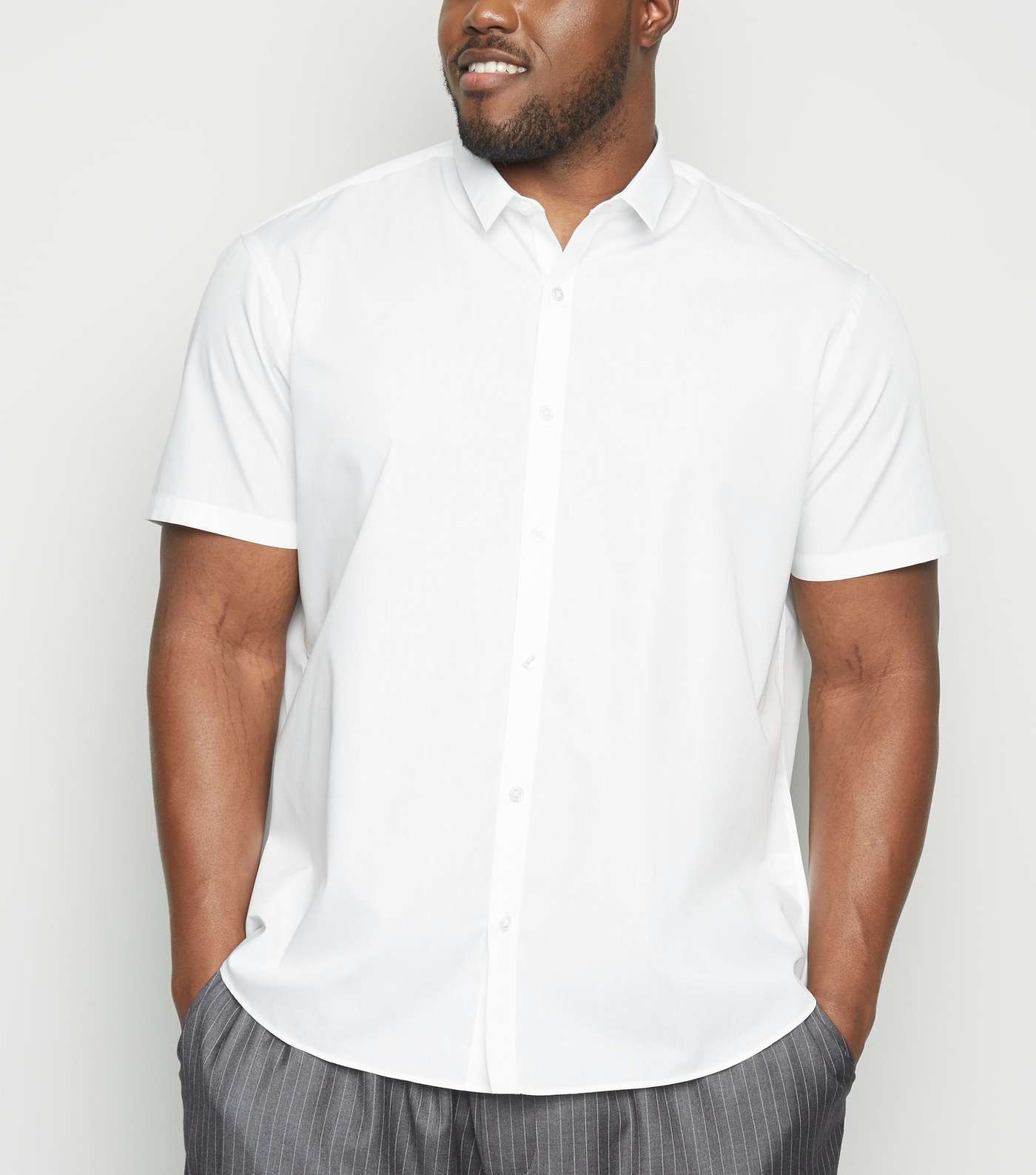 Plus Size White Short Sleeve Poplin Shirt