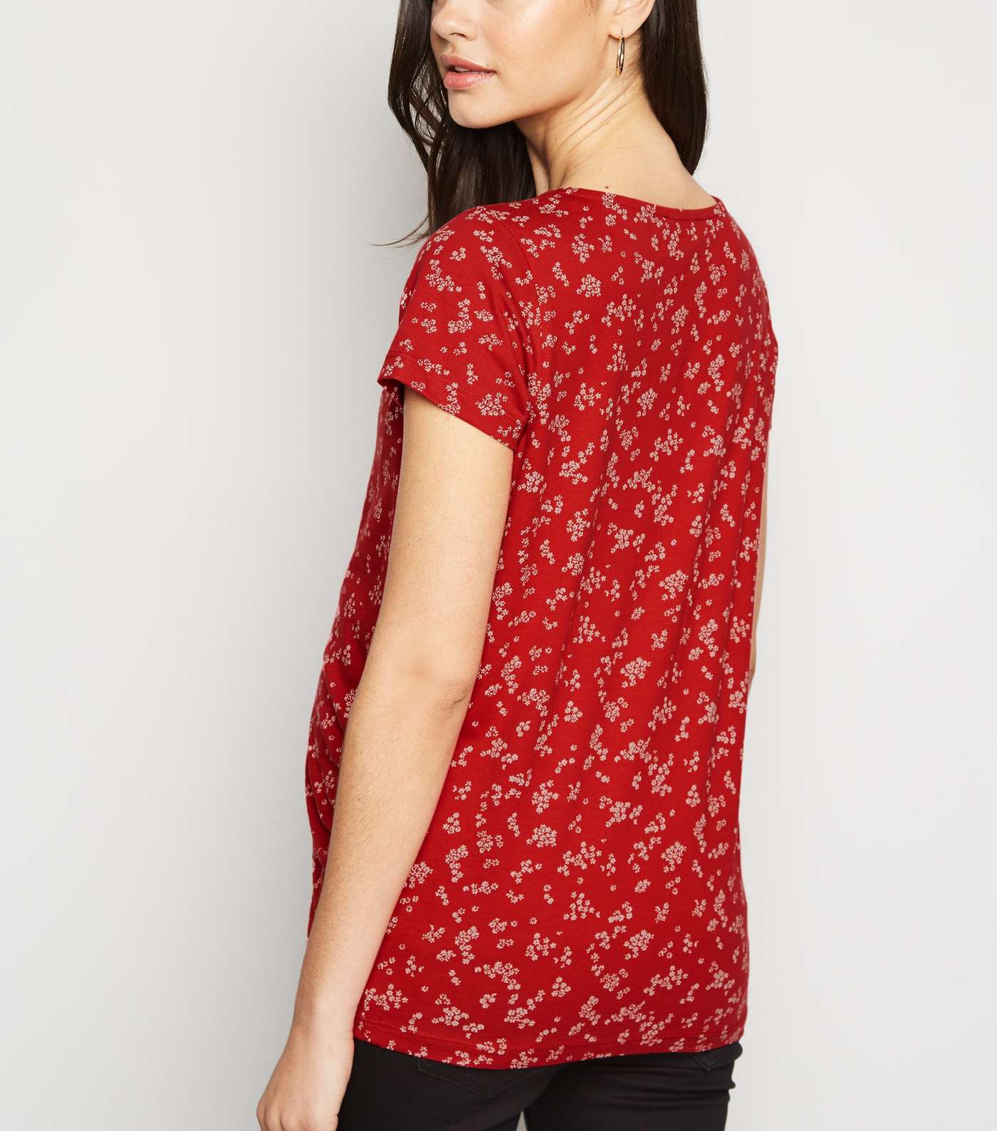Maternity Red Floral T-Shirt Image 3
