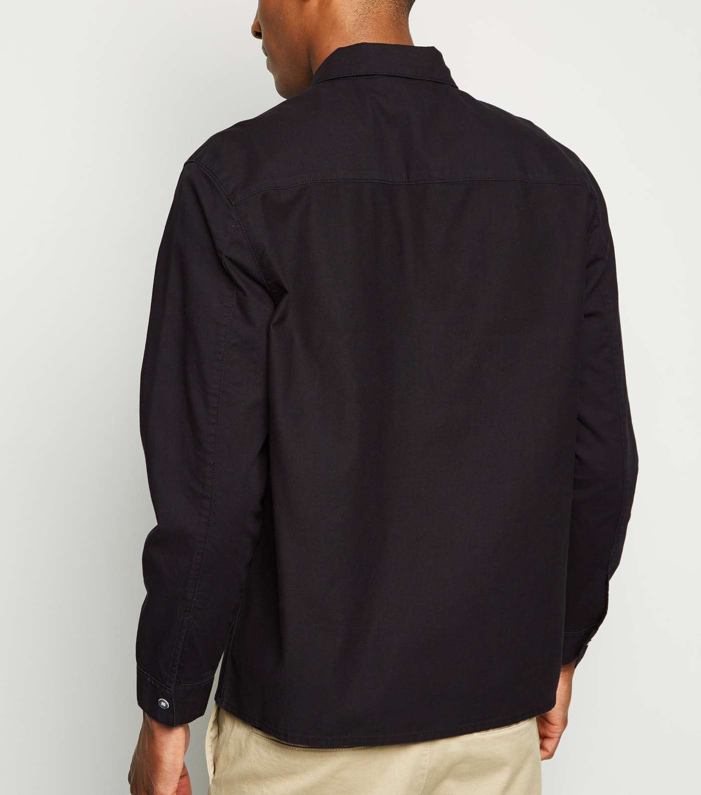 Black Cotton Zip Up Light Jacket Image 3