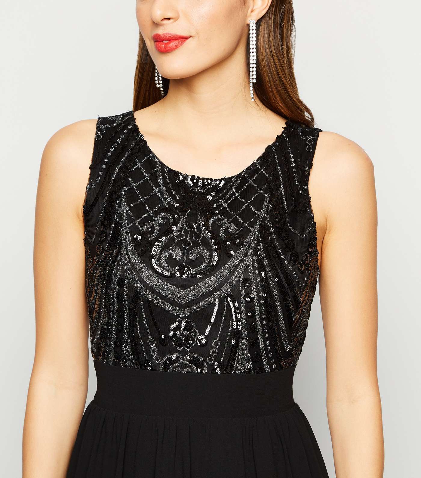 Mela Black Sequin Maxi Dress Image 3