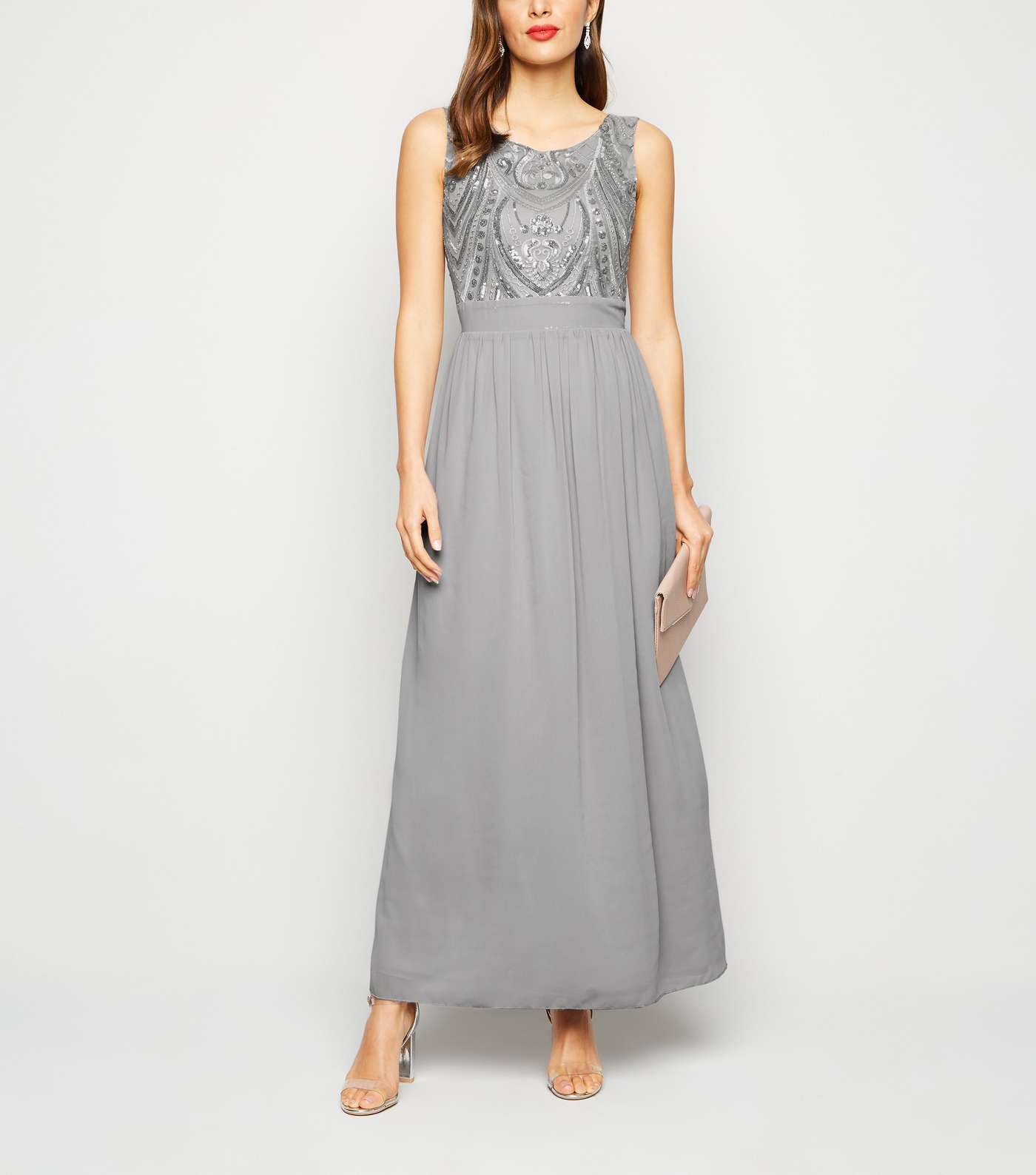 Mela Silver Sequin Maxi Dress