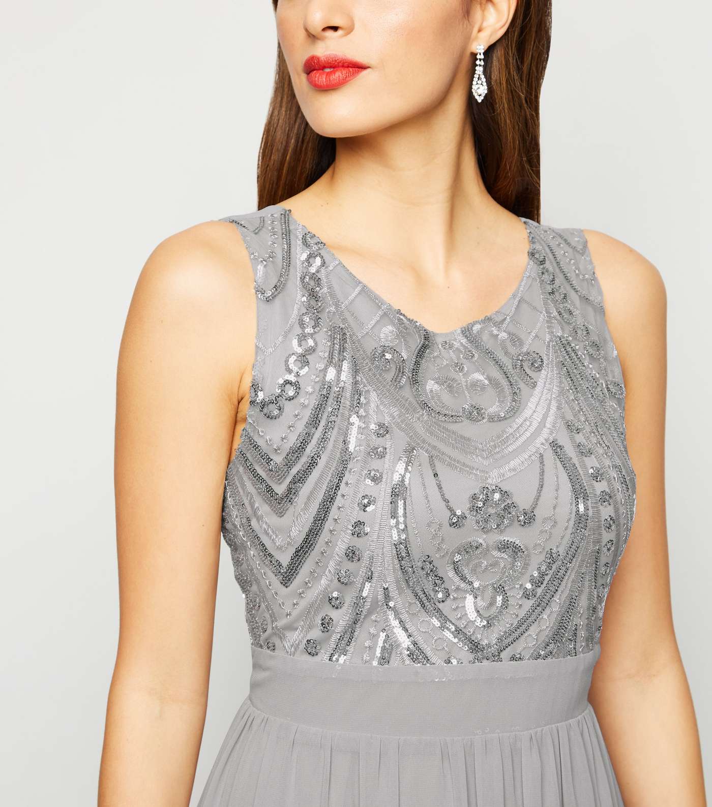 Mela Silver Sequin Maxi Dress Image 3