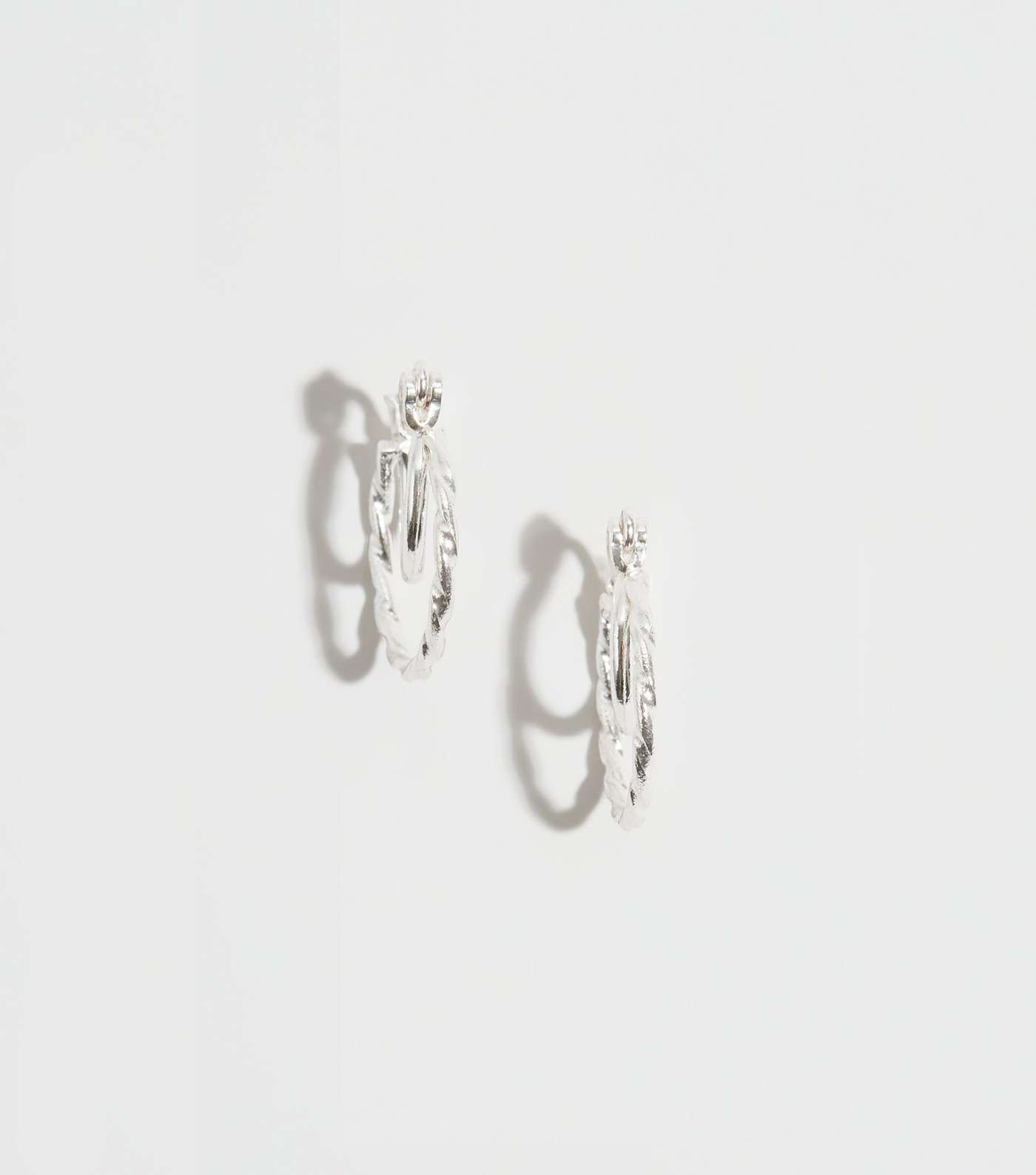 Silver Double Mini Hoop Earrings Image 3