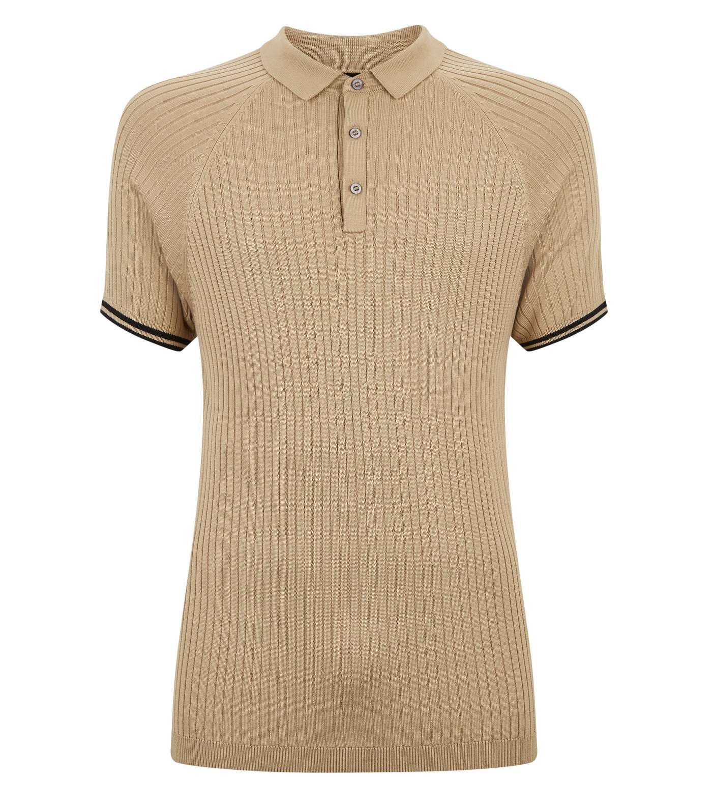 Camel Stripe Sleeve Muscle Fit Polo Shirt Image 4