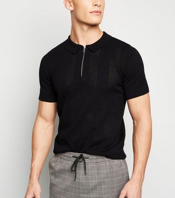 black zip polo shirt