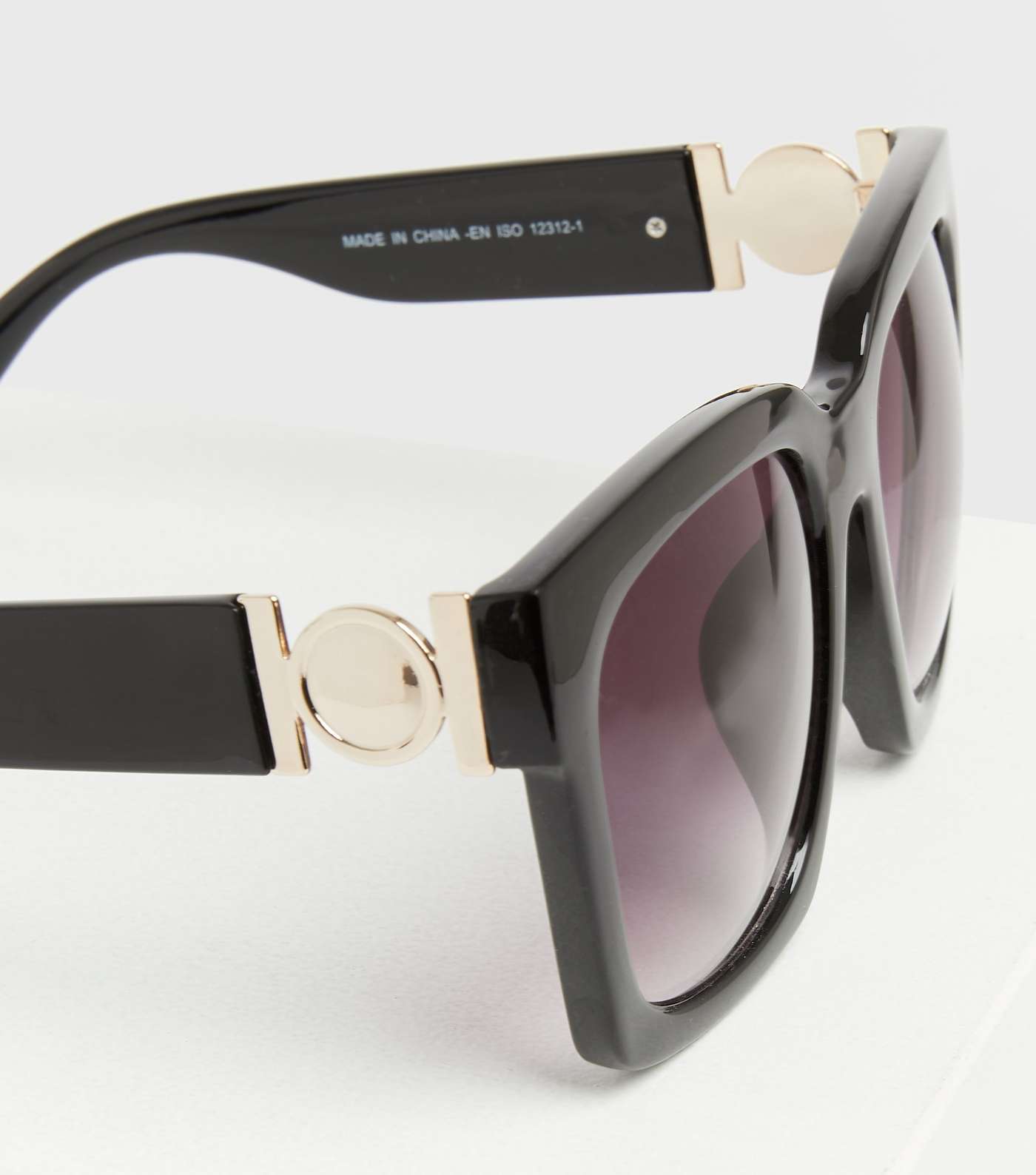 Black Oversized Square Frame Sunglasses Image 3
