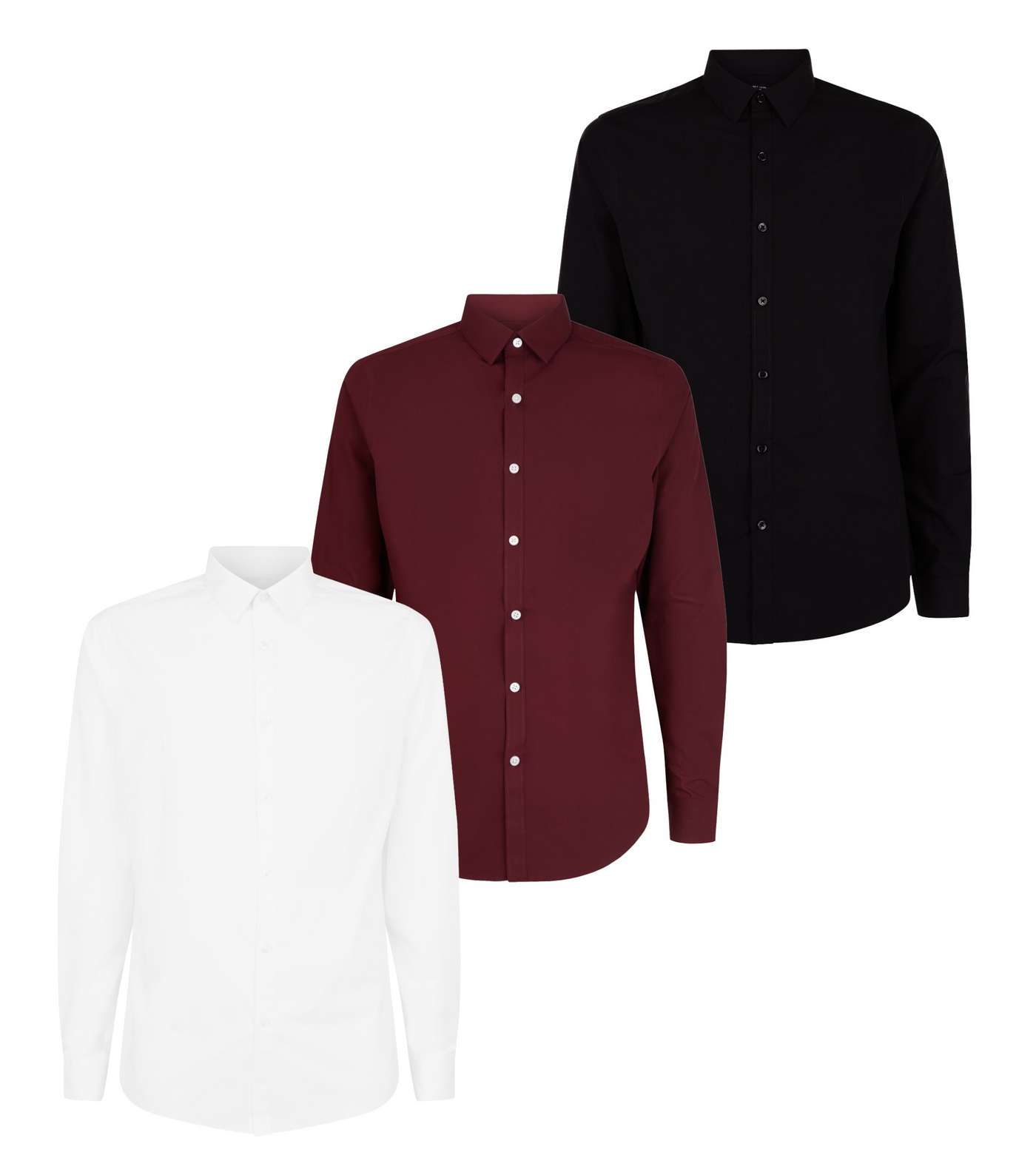 3 Pack Burgundy Long Sleeve Poplin Shirts Image 4
