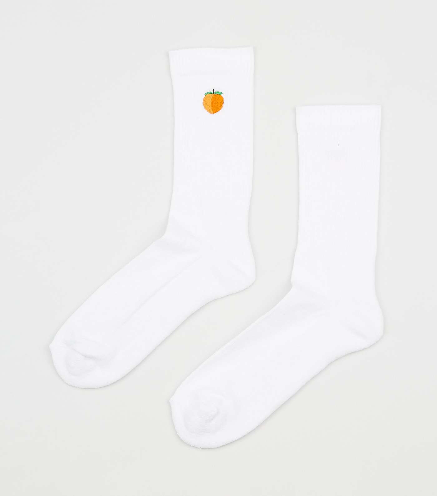 White Peach Embroidered Socks Image 2