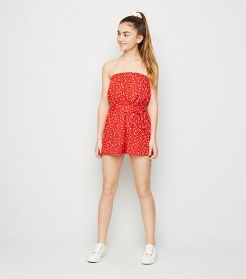red bandeau playsuit