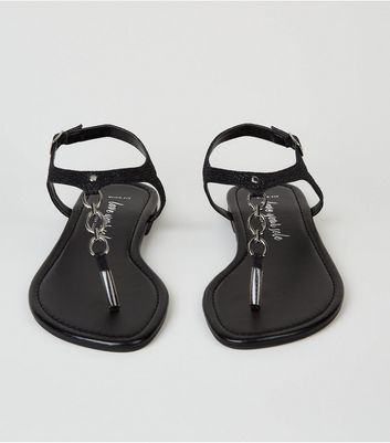 black glitter sandals