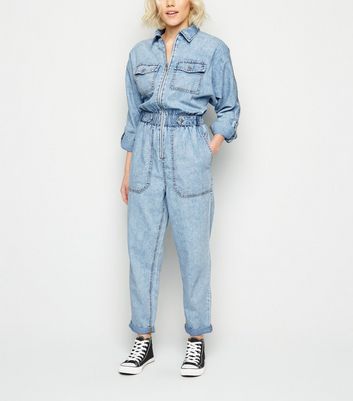 petite denim jumpsuit
