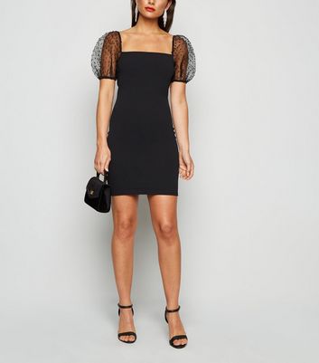 New look black dress puff sleeves Clearance