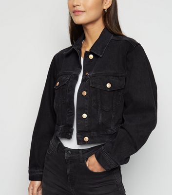 petite cropped jean jacket