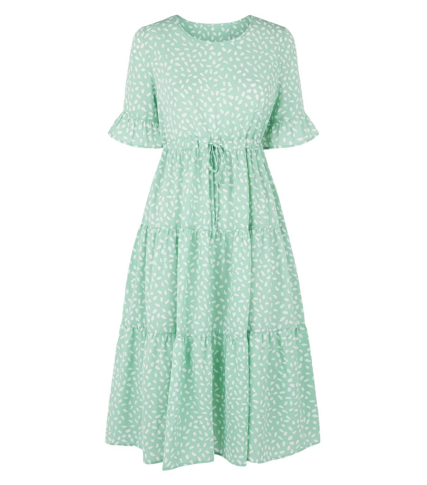 Blue Vanilla Mint Green Abstract Spot Midi Dress Image 4