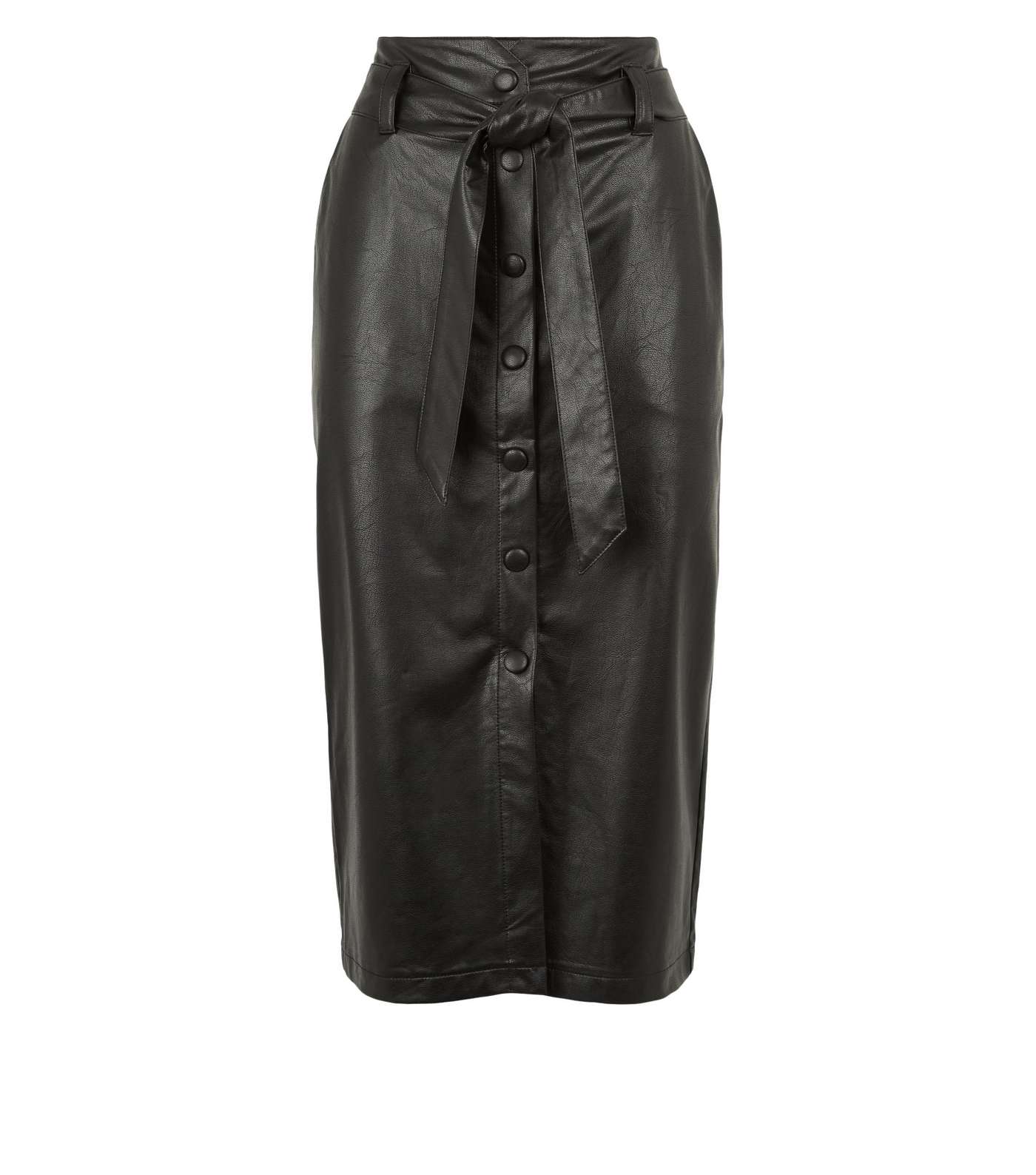 Tall Black Leather-Look High Waist Pencil Skirt  Image 4
