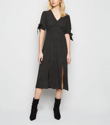 tie sleeve midi dress