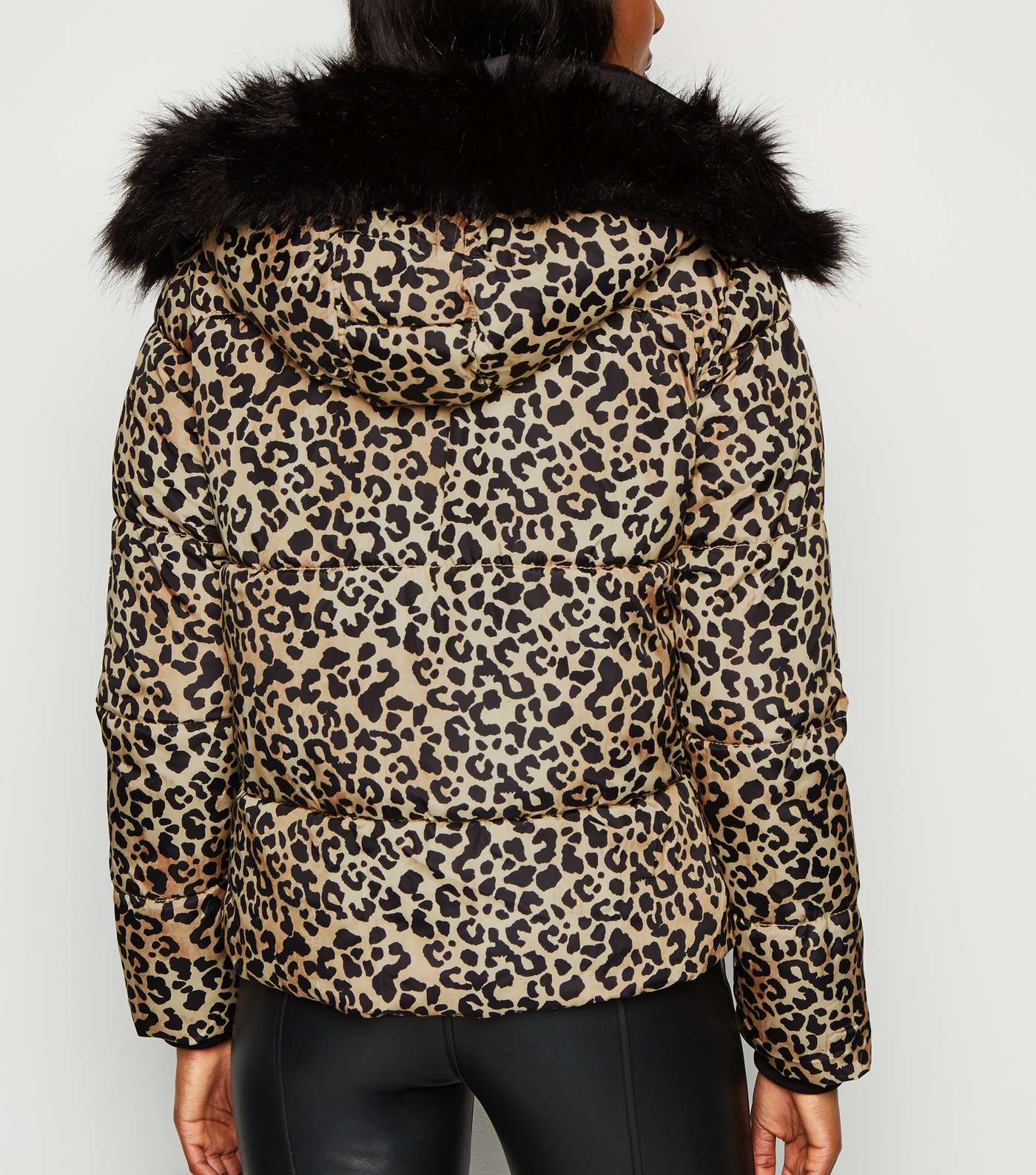 Cameo Rose Brown Leopard Print Puffer Jacket Image 3