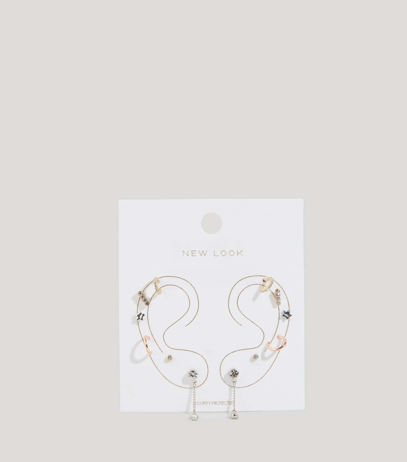 6 Pack Gold Hoop and Stud Diamanté Mixed Earrings