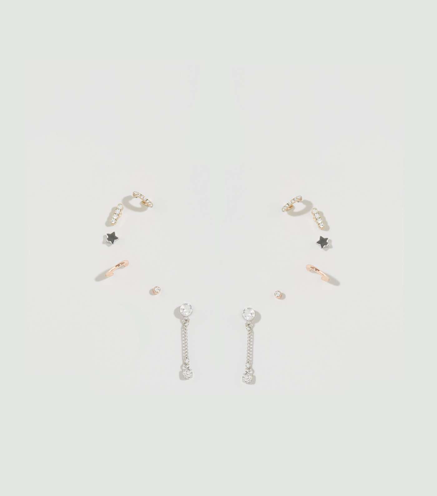 6 Pack Gold Hoop and Stud Diamanté Mixed Earrings Image 3