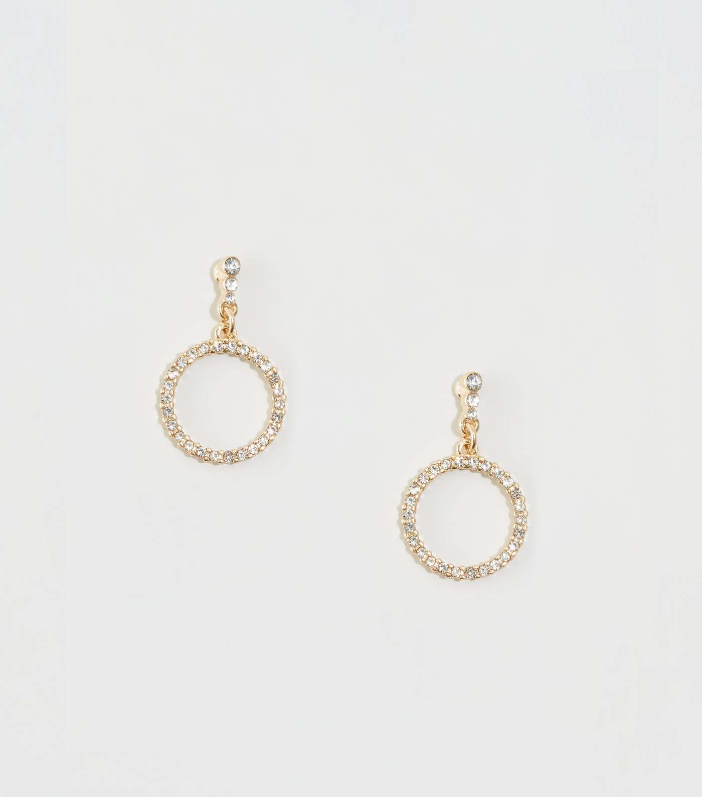 Gold Circle Diamanté Earrings