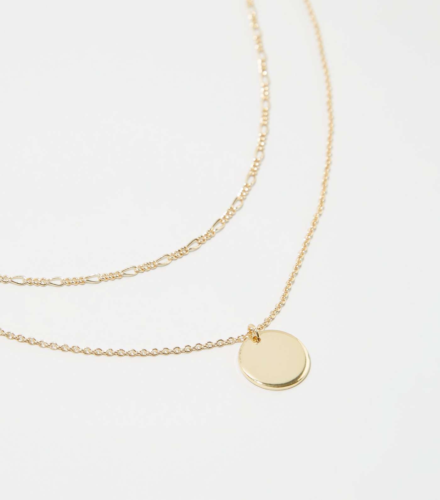Gold Disc Pendant Layered Necklace  Image 3