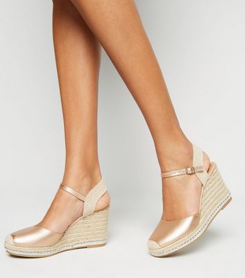 Rose gold hot sale wedge espadrilles