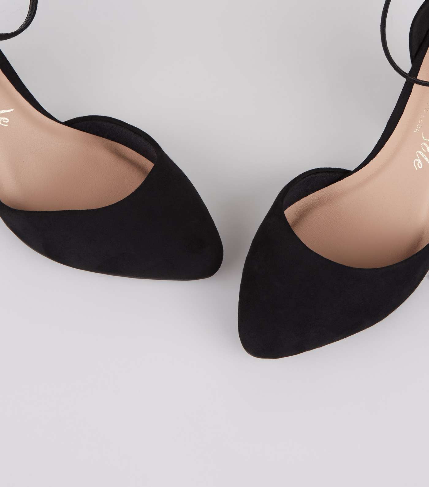 Wide Fit Black Suedette Round Toe Court Shoes Image 4