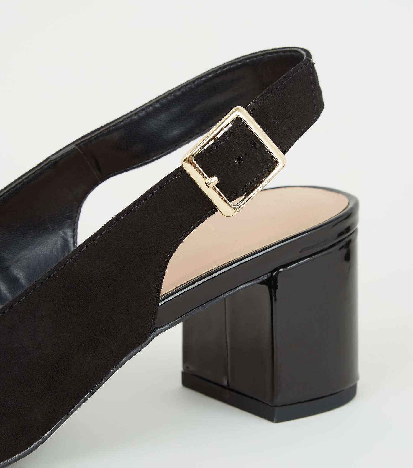 Wide Fit Black Low Heel Slingback Court Shoes Image 4