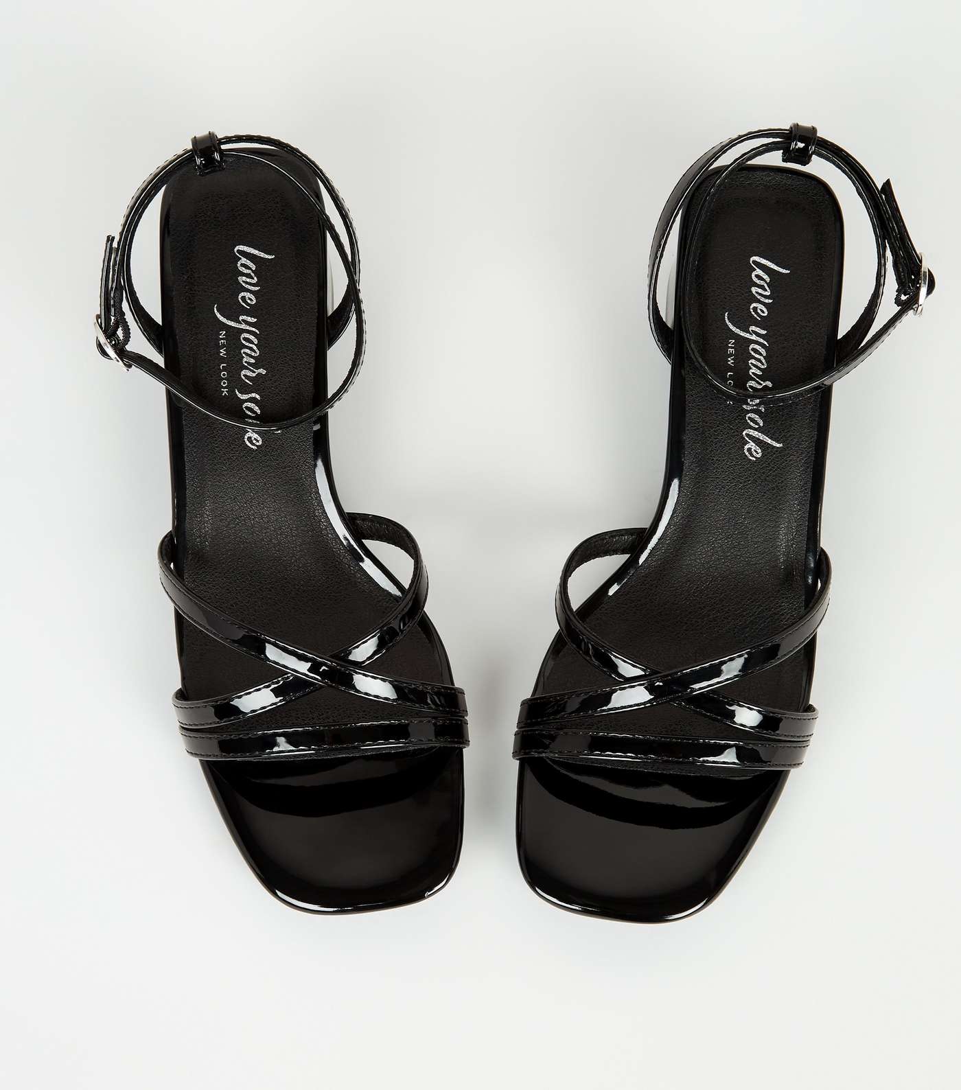 Black Patent Strappy Low Heel Sandals Image 3