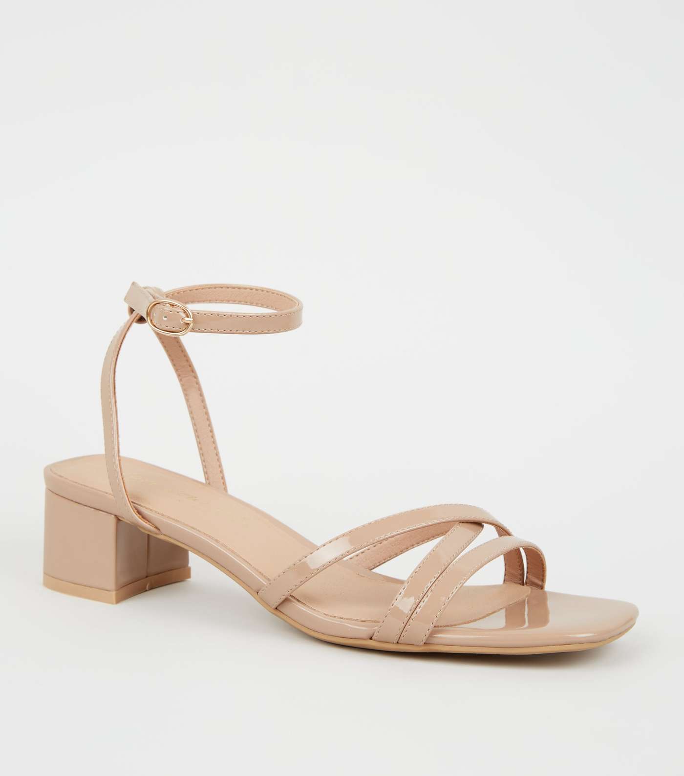 Camel Patent Strappy Low Heel Sandals