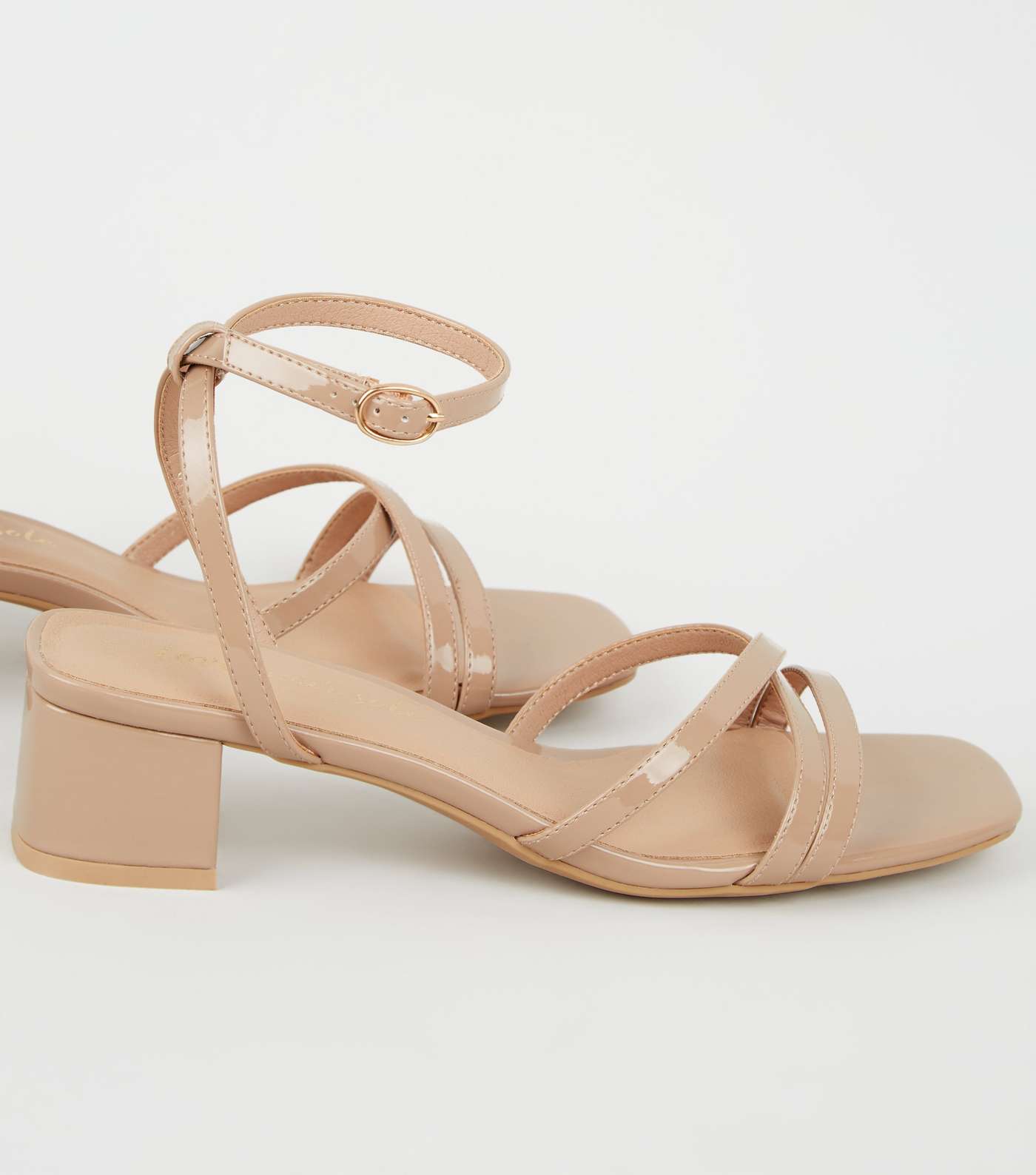 Camel Patent Strappy Low Heel Sandals Image 3