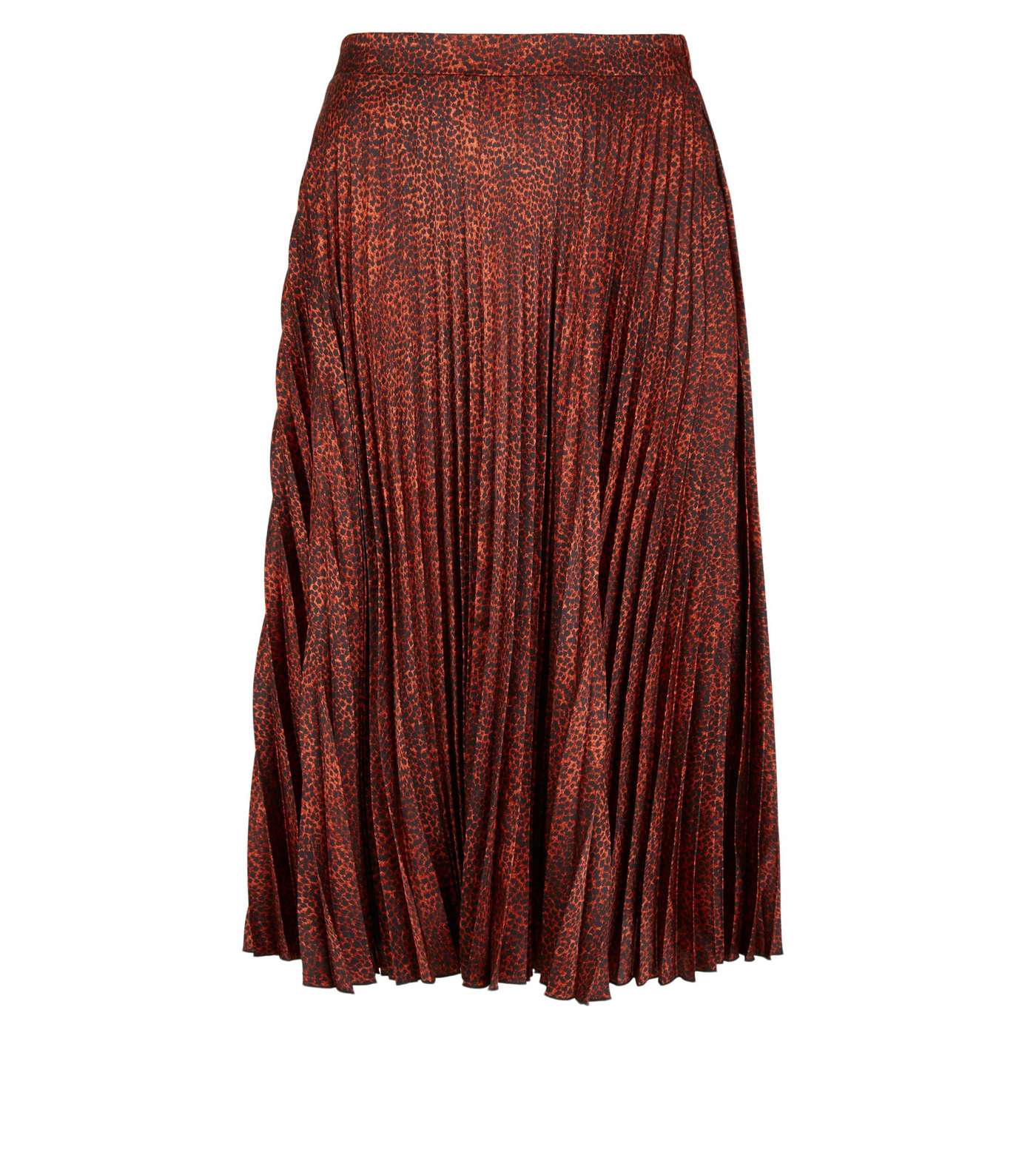 Curves Rust Leopard Print Pleated Midi Skirt Image 4