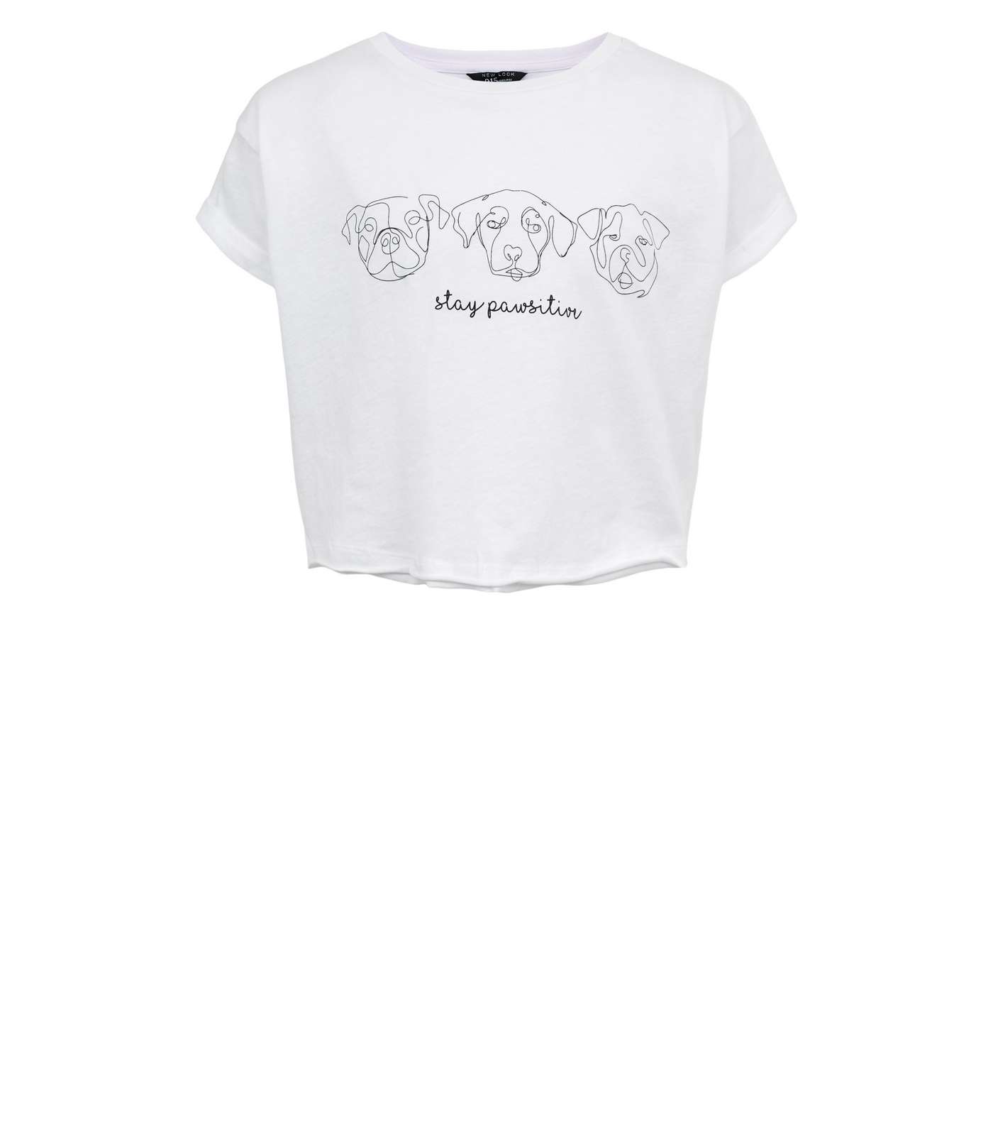 Girls White Dog Illustration Print T-Shirt Image 4