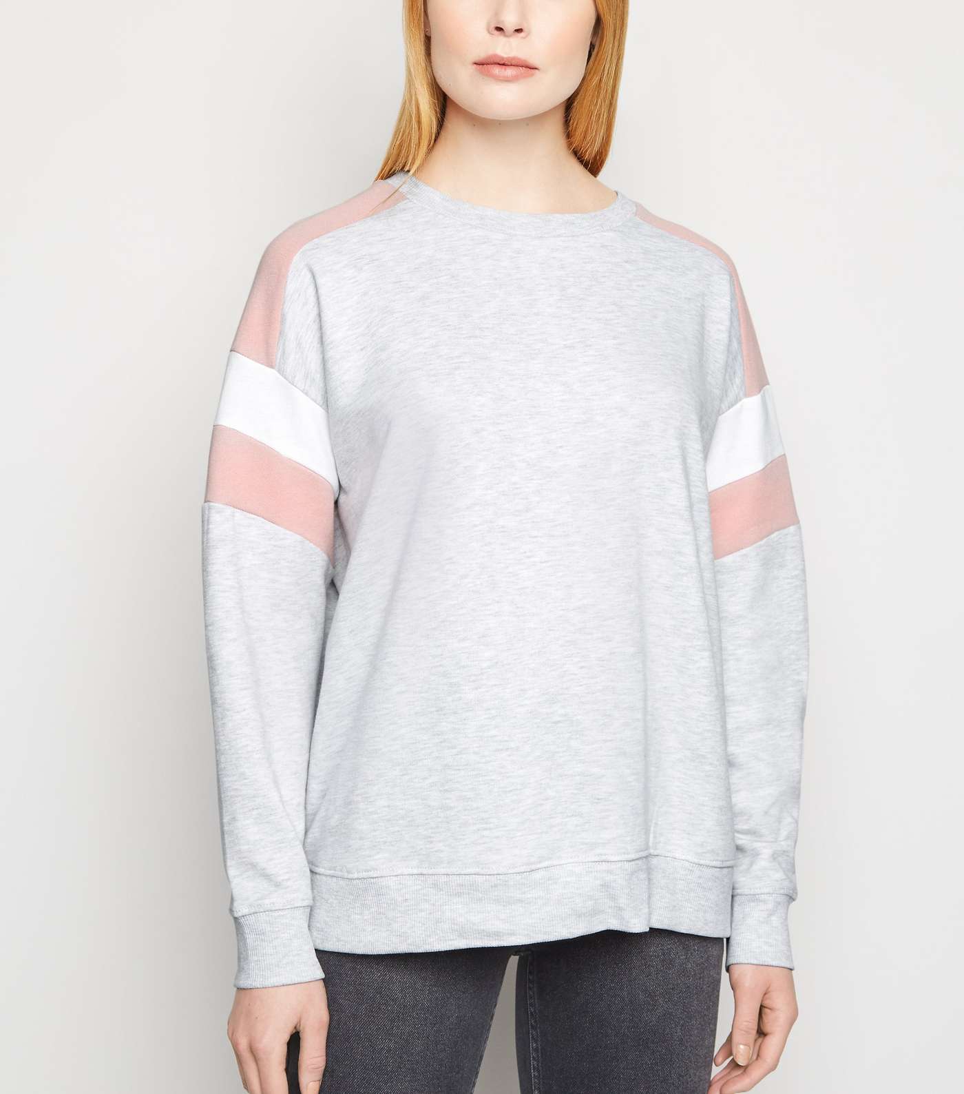 Grey Colour Block Raglan Sweatshirt