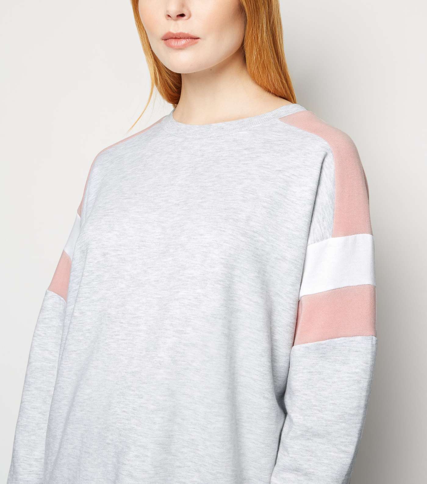 Grey Colour Block Raglan Sweatshirt Image 5