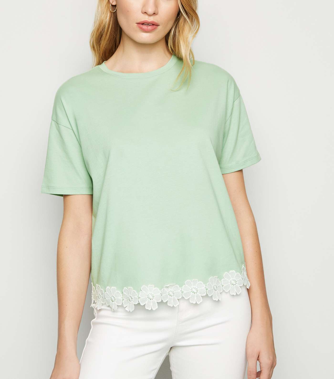 Light Green Crochet Hem T-Shirt