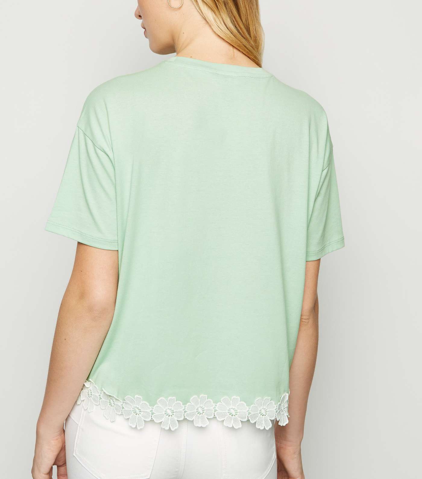Light Green Crochet Hem T-Shirt Image 3