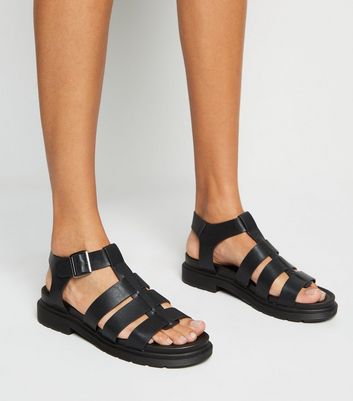 black chunky sandals