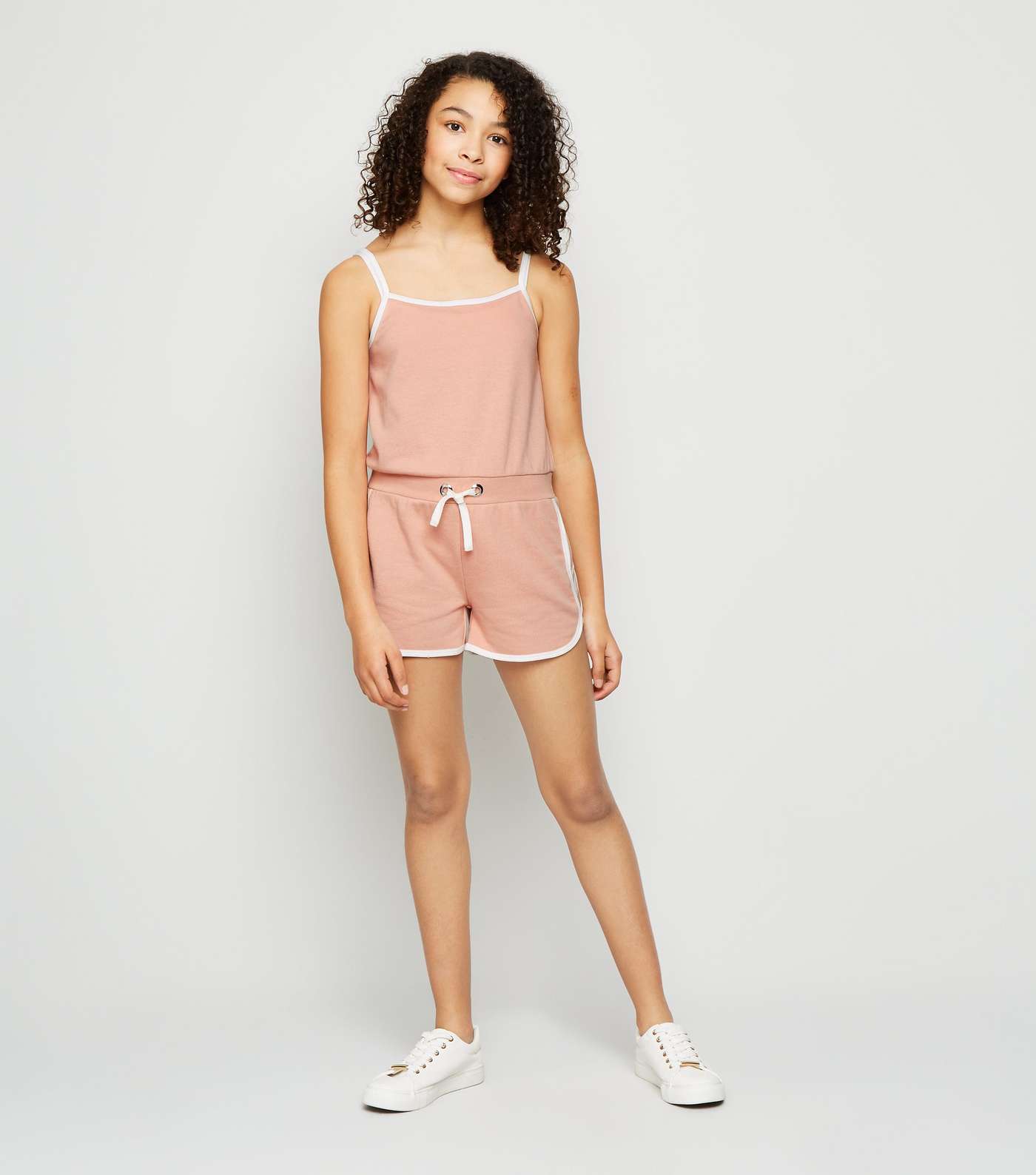 Girls Pink Square Neck Jersey Playsuit Image 2