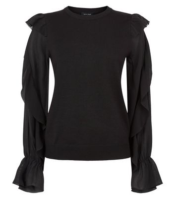 black frill sleeve jumper