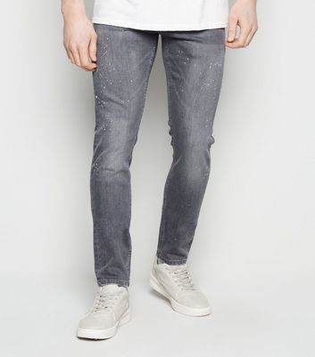 Image of Pale Grey Washed Super Skinny Stretch Jeans New Look