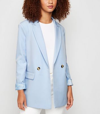 sky blue double breasted blazer