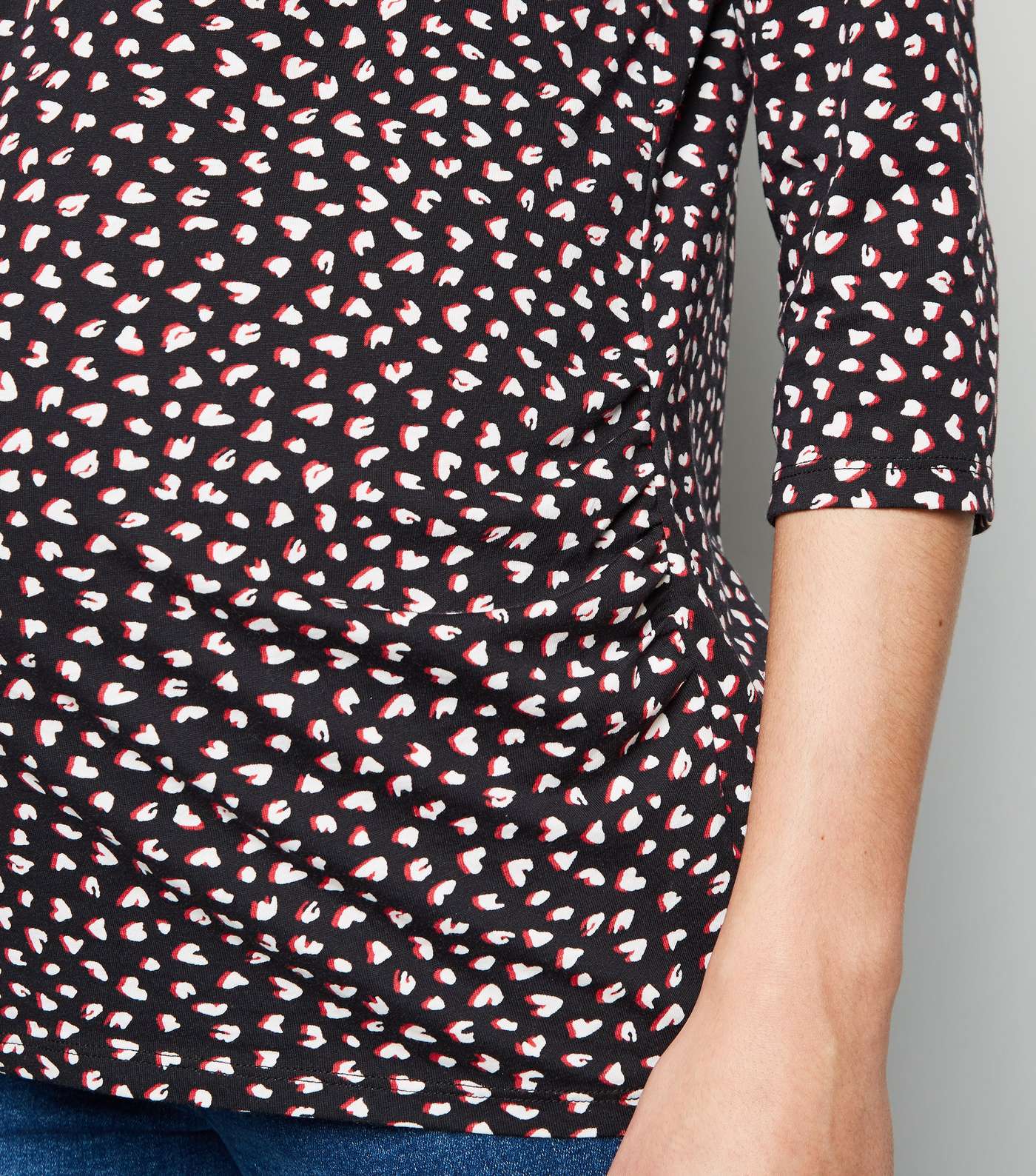 Maternity Black Leopard Print V Neck T-Shirt Image 5