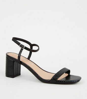 mid block heel shoes black