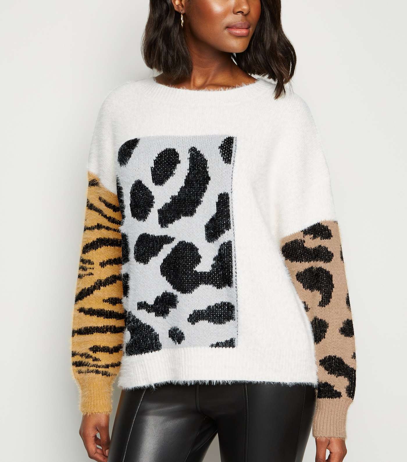 Cameo Rose Off White Mixed Animal Print Jumper