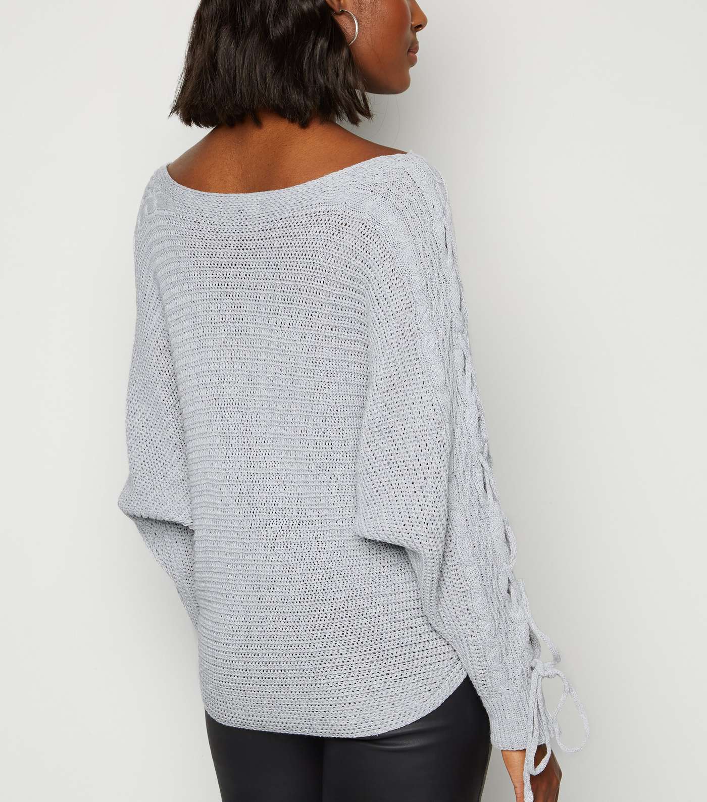 Cameo Rose Grey Lace Up Sleeve Jumper  Image 3